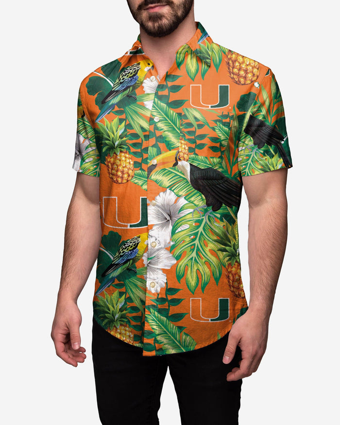 Miami Hurricanes Floral Button Up Shirt FOCO S - FOCO.com