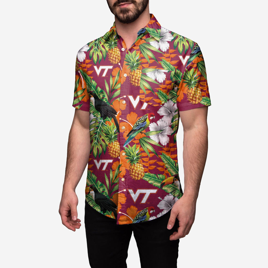 Virginia Tech Hokies Floral Button Up Shirt FOCO 2XL - FOCO.com