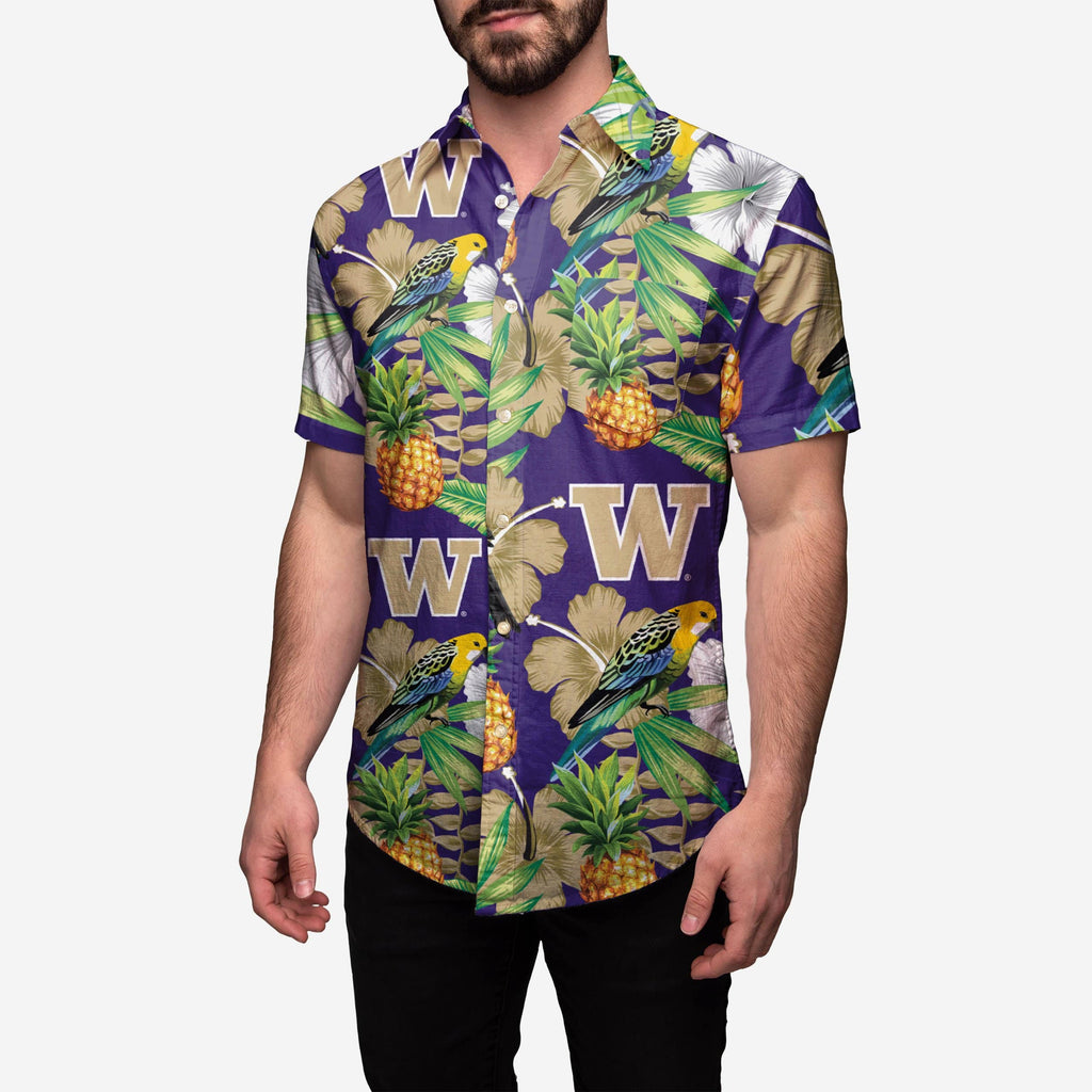 Washington Huskies Floral Button Up Shirt FOCO S - FOCO.com