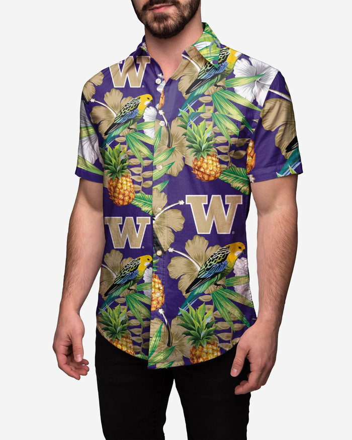 Washington Huskies Floral Button Up Shirt FOCO S - FOCO.com