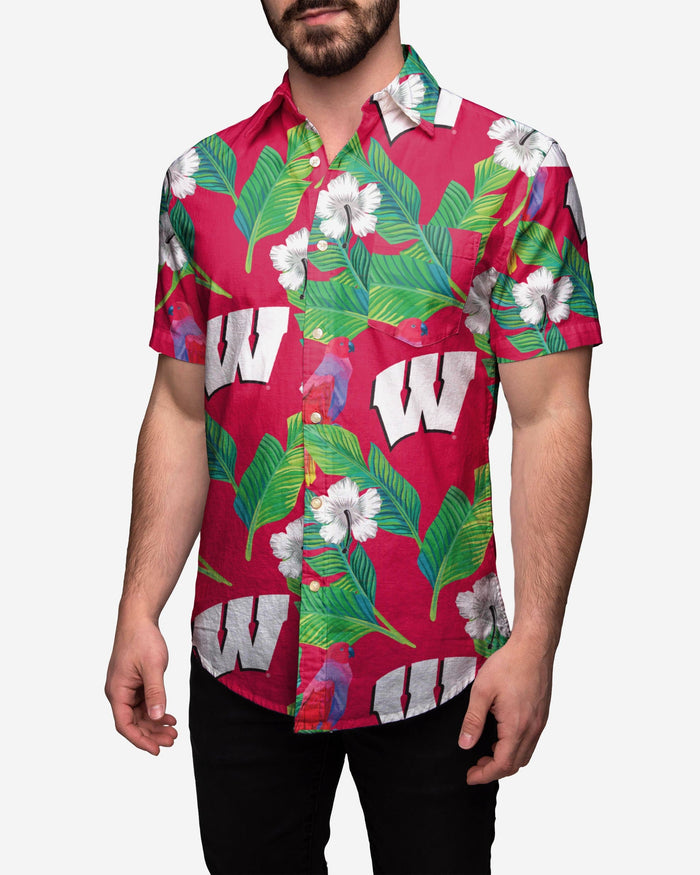 Wisconsin Badgers Floral Button Up Shirt FOCO S - FOCO.com