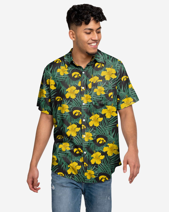 Iowa Hawkeyes Hibiscus Button Up Shirt FOCO S - FOCO.com