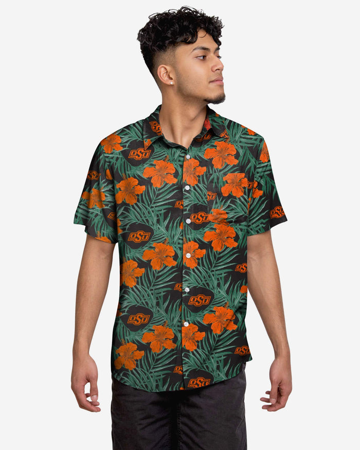 Oklahoma State Cowboys Hibiscus Button Up Shirt FOCO S - FOCO.com