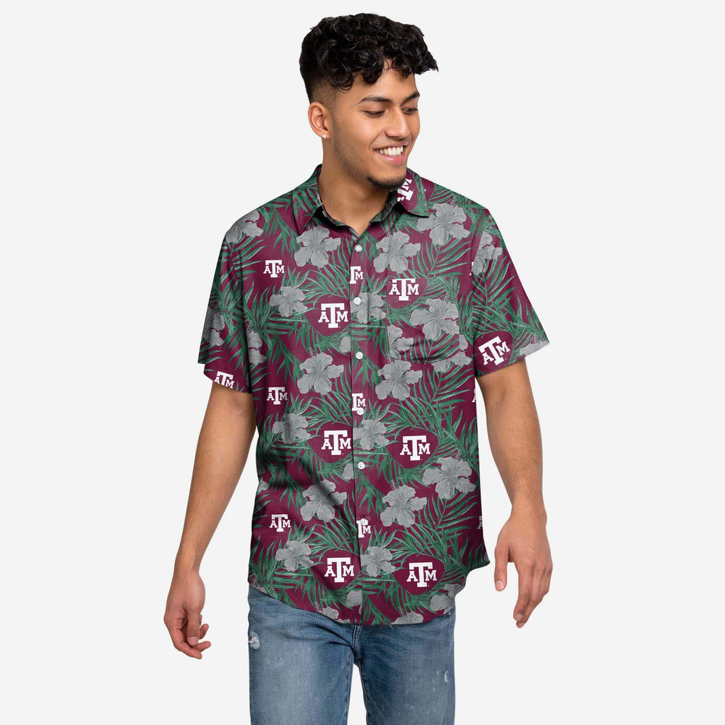 Texas A&M Aggies Hibiscus Button Up Shirt FOCO S - FOCO.com