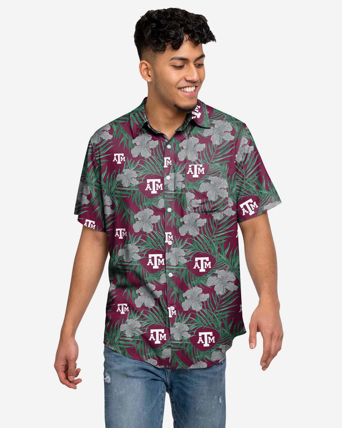 Texas A&M Aggies Hibiscus Button Up Shirt FOCO S - FOCO.com