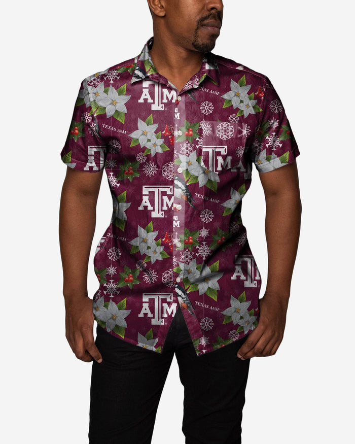 Texas A&M Aggies Mistletoe Button Up Shirt FOCO S - FOCO.com