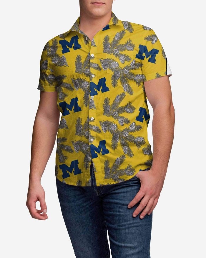 Michigan Wolverines Pinecone Button Up Shirt FOCO S - FOCO.com