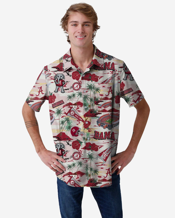 Alabama Crimson Tide Thematic Stadium Print Button Up Shirt FOCO S - FOCO.com