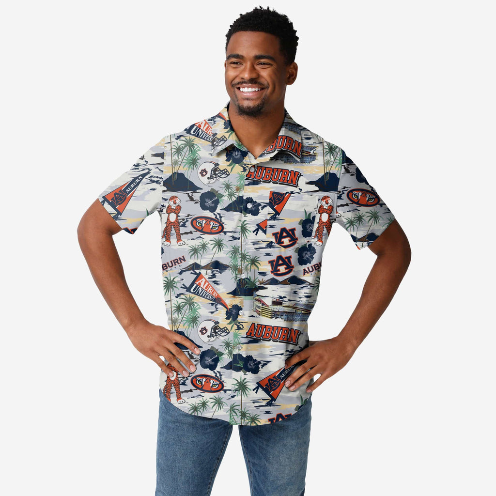 Auburn Tigers Thematic Stadium Print Button Up Shirt FOCO S - FOCO.com