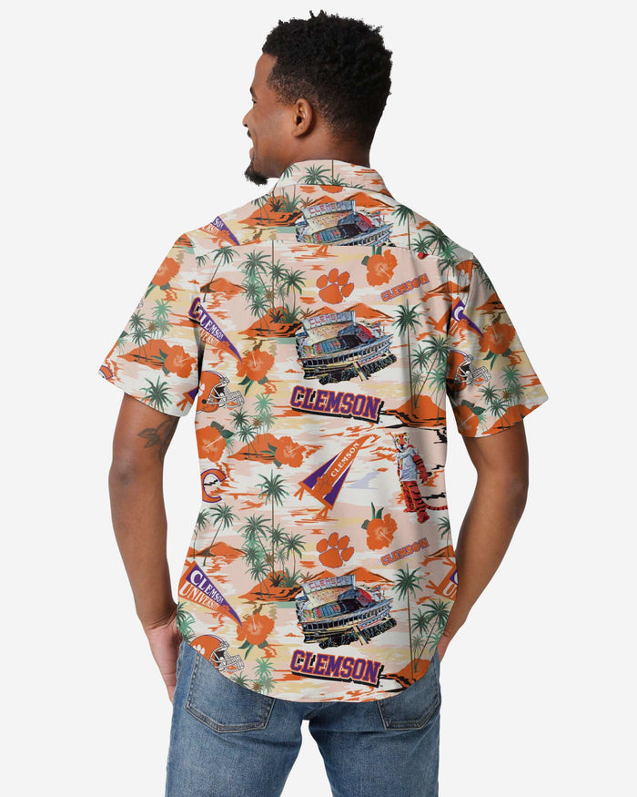 Clemson Tigers Thematic Stadium Print Button Up Shirt FOCO - FOCO.com