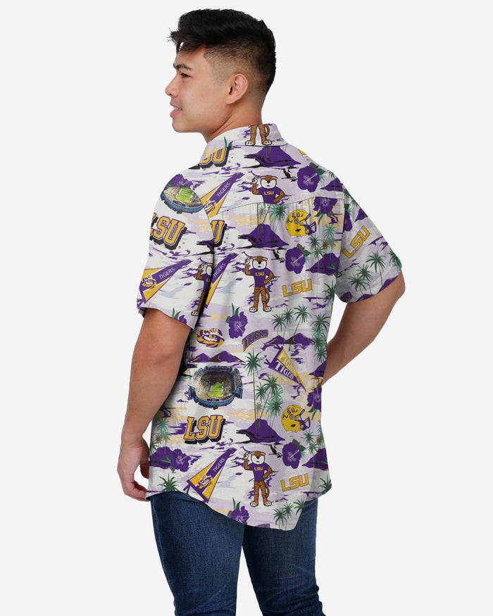 LSU Tigers Thematic Stadium Print Button Up Shirt FOCO - FOCO.com