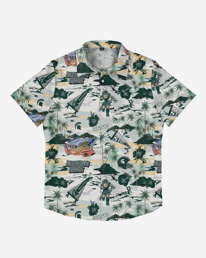 Michigan State Spartans Thematic Stadium Print Button Up Shirt FOCO - FOCO.com