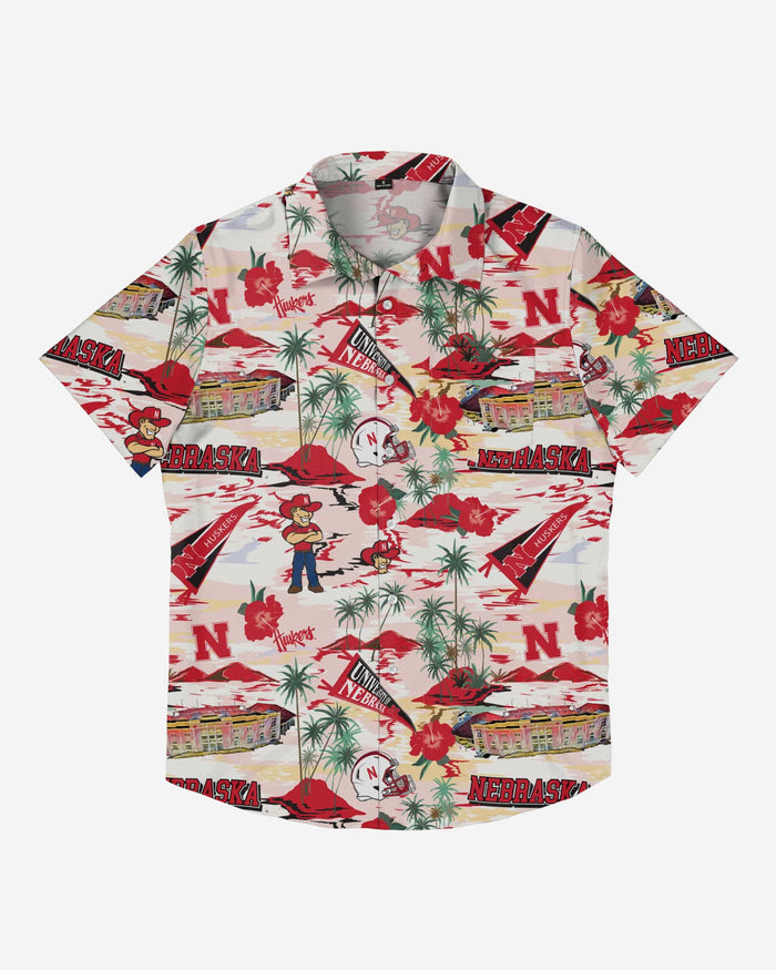 Nebraska Cornhuskers Thematic Stadium Print Button Up Shirt FOCO - FOCO.com