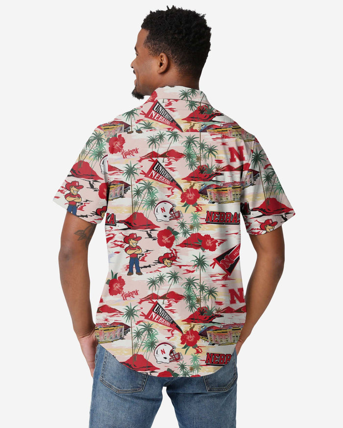 Nebraska Cornhuskers Thematic Stadium Print Button Up Shirt FOCO - FOCO.com