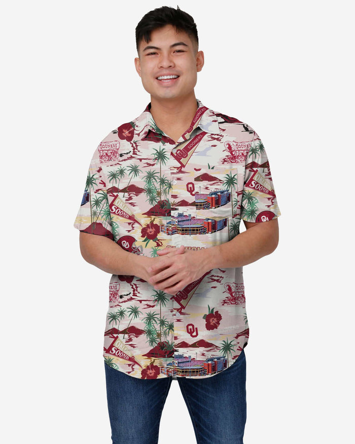 Oklahoma Sooners Thematic Stadium Print Button Up Shirt FOCO S - FOCO.com