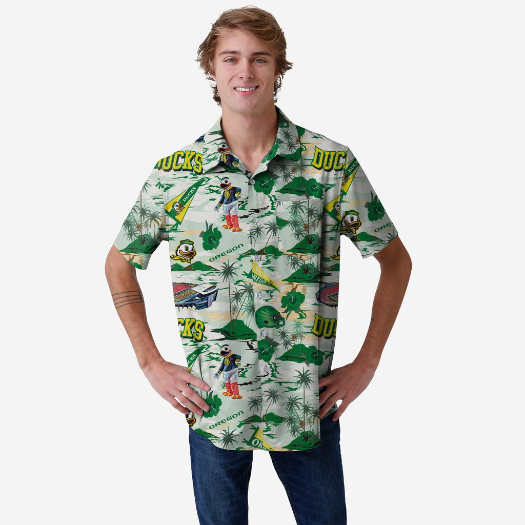 Oregon Ducks Thematic Stadium Print Button Up Shirt FOCO S - FOCO.com