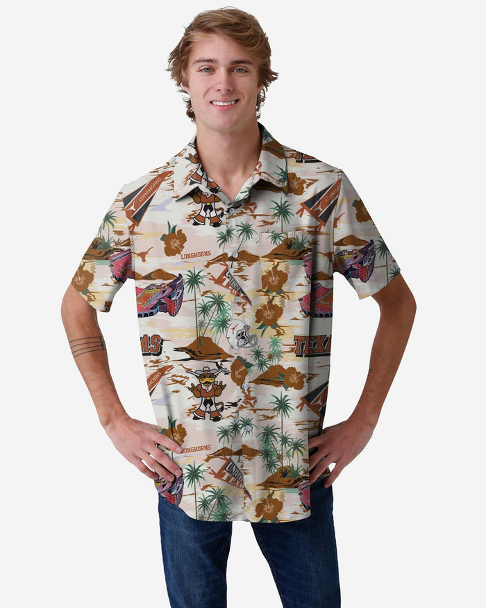 Texas Longhorns Thematic Stadium Print Button Up Shirt FOCO S - FOCO.com