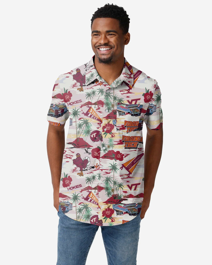 Virginia Tech Hokies Thematic Stadium Print Button Up Shirt FOCO S - FOCO.com