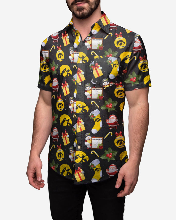 Iowa Hawkeyes Christmas Explosion Button Up Shirt FOCO S - FOCO.com