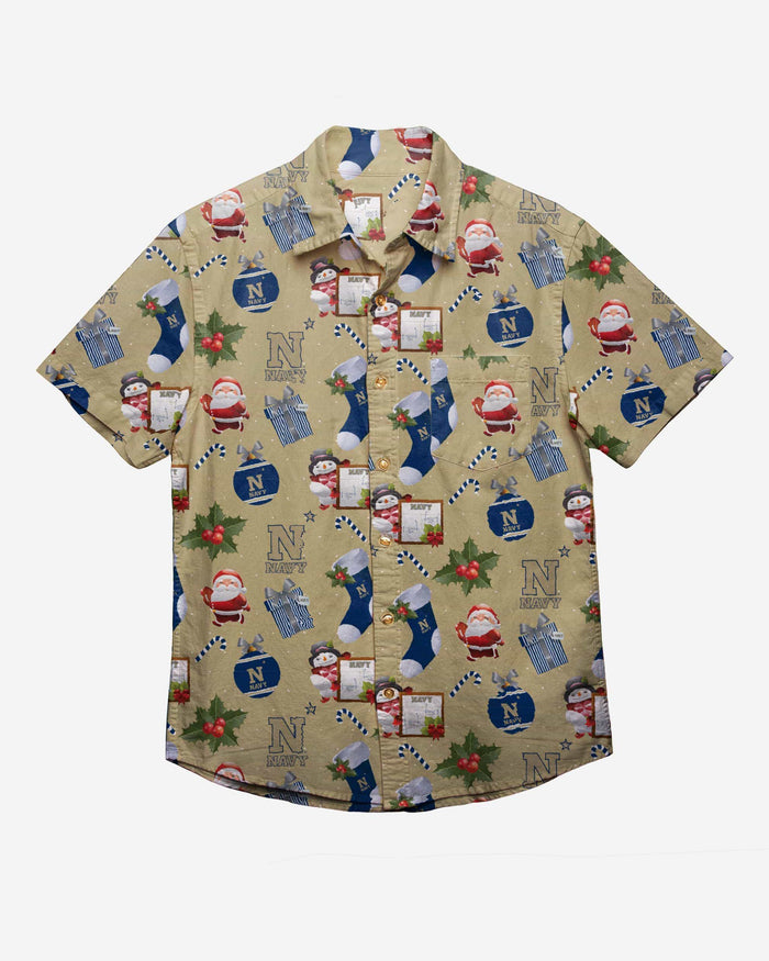 Navy Midshipmen Christmas Explosion Button Up Shirt FOCO - FOCO.com