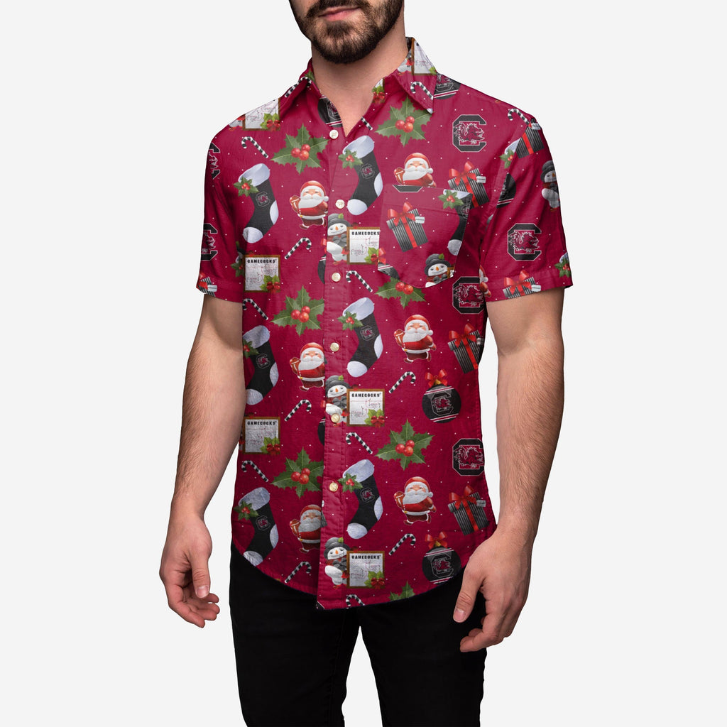 South Carolina Gamecocks Christmas Explosion Button Up Shirt FOCO S - FOCO.com