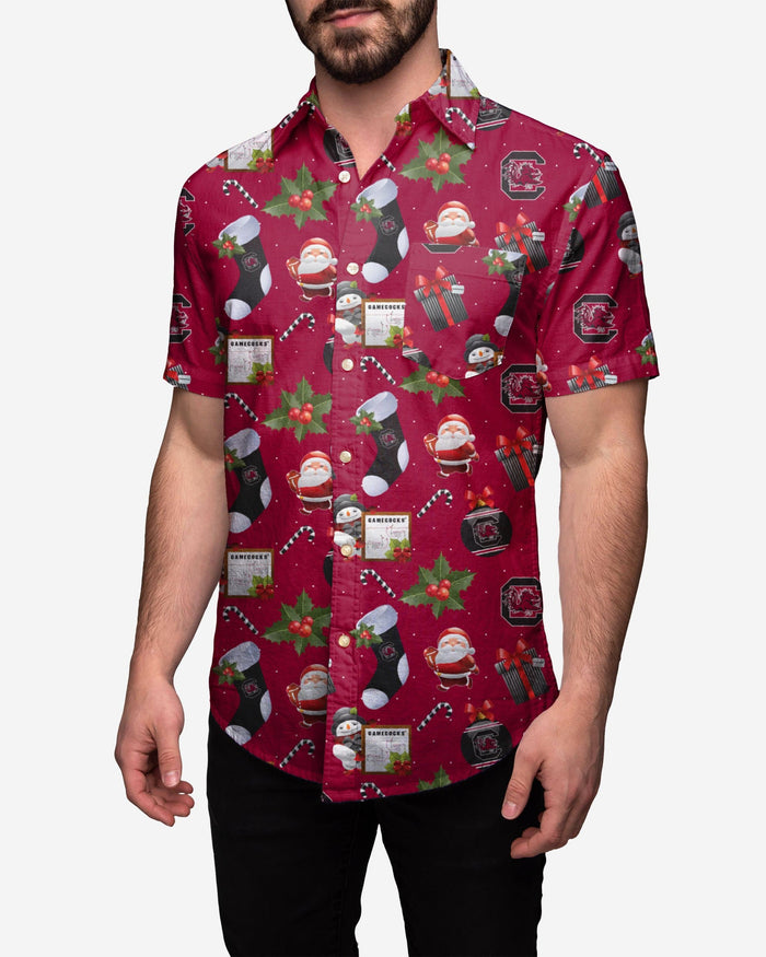 South Carolina Gamecocks Christmas Explosion Button Up Shirt FOCO S - FOCO.com