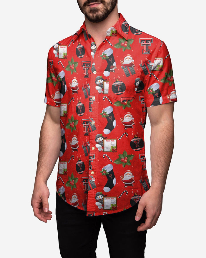 Texas Tech Red Raiders Christmas Explosion Button Up Shirt FOCO S - FOCO.com