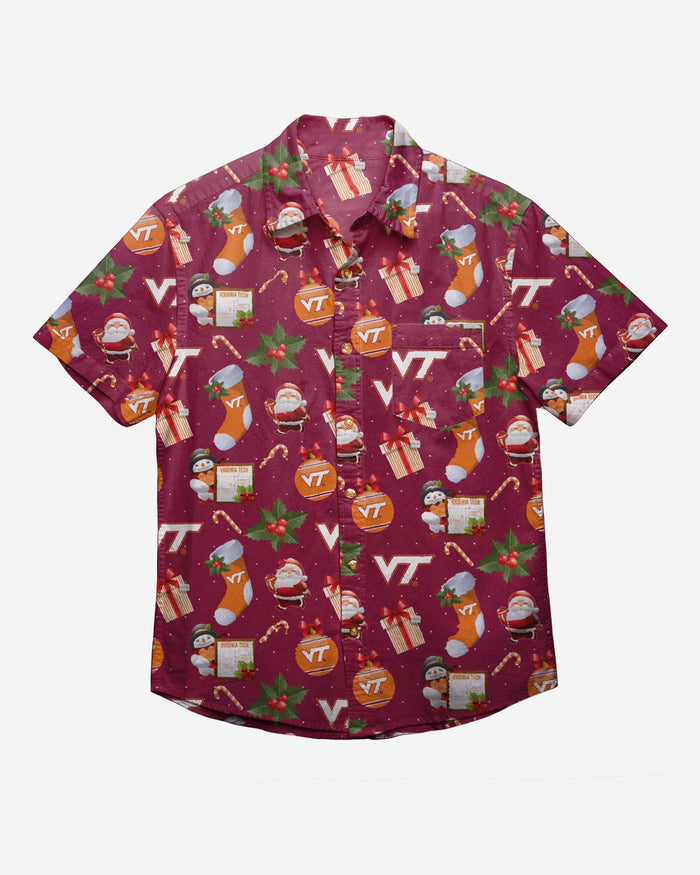 Virginia Tech Hokies Christmas Explosion Button Up Shirt FOCO - FOCO.com