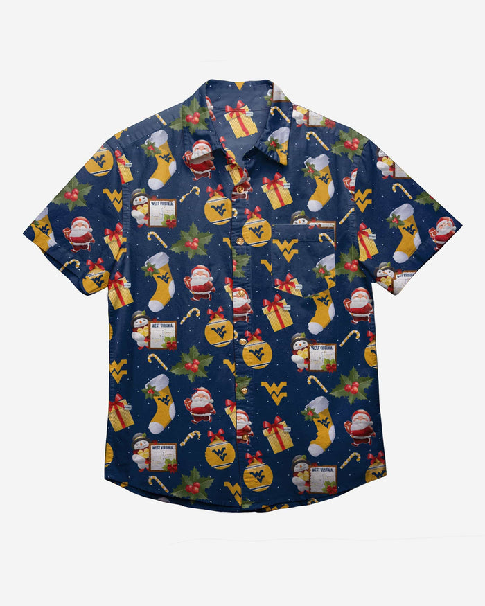 West Virginia Mountaineers Christmas Explosion Button Up Shirt FOCO - FOCO.com