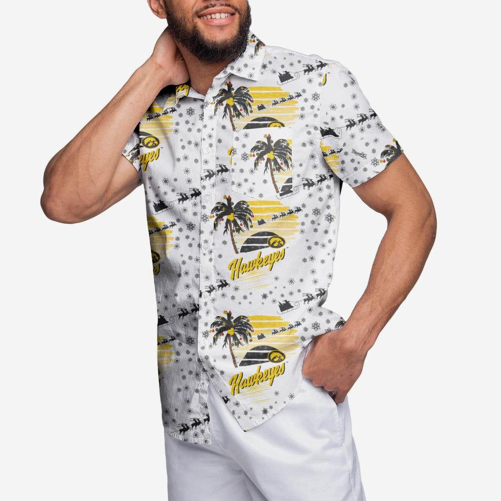 Iowa Hawkeyes Winter Tropical Button Up Shirt FOCO S - FOCO.com