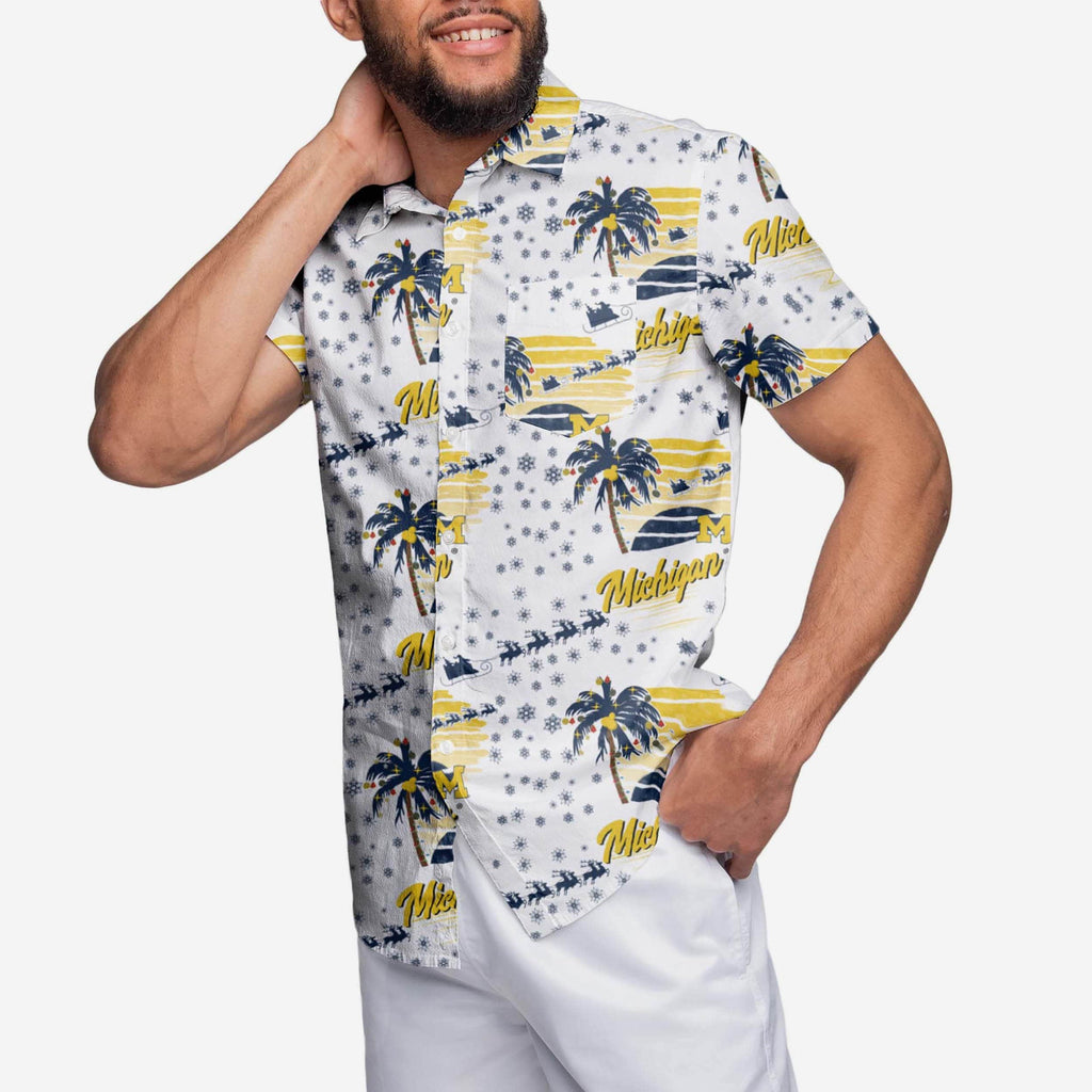 Michigan Wolverines Winter Tropical Button Up Shirt FOCO M - FOCO.com