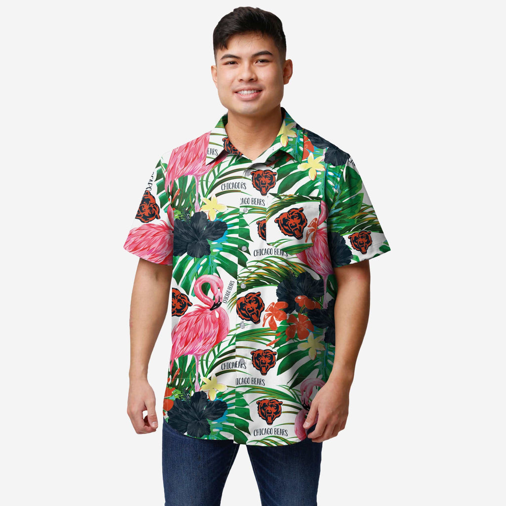 Chicago Bears Flamingo Button Up Shirt FOCO S - FOCO.com