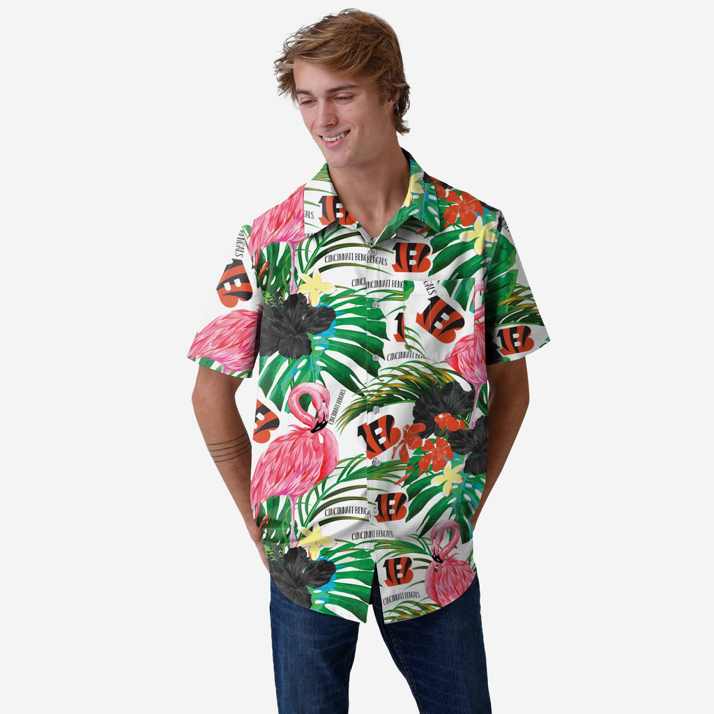 Cincinnati Bengals Flamingo Button Up Shirt FOCO S - FOCO.com