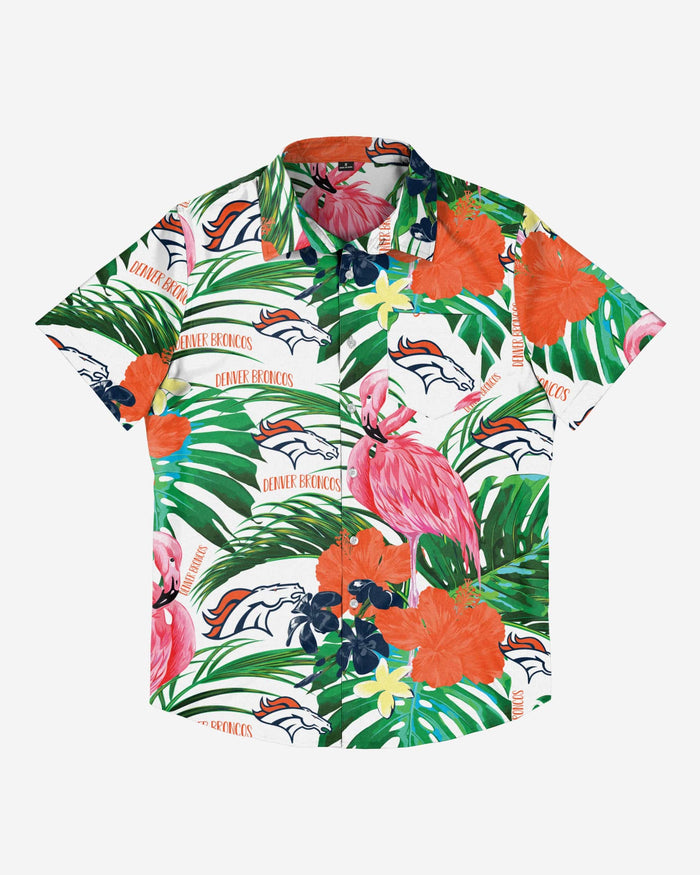 Denver Broncos Flamingo Button Up Shirt FOCO - FOCO.com