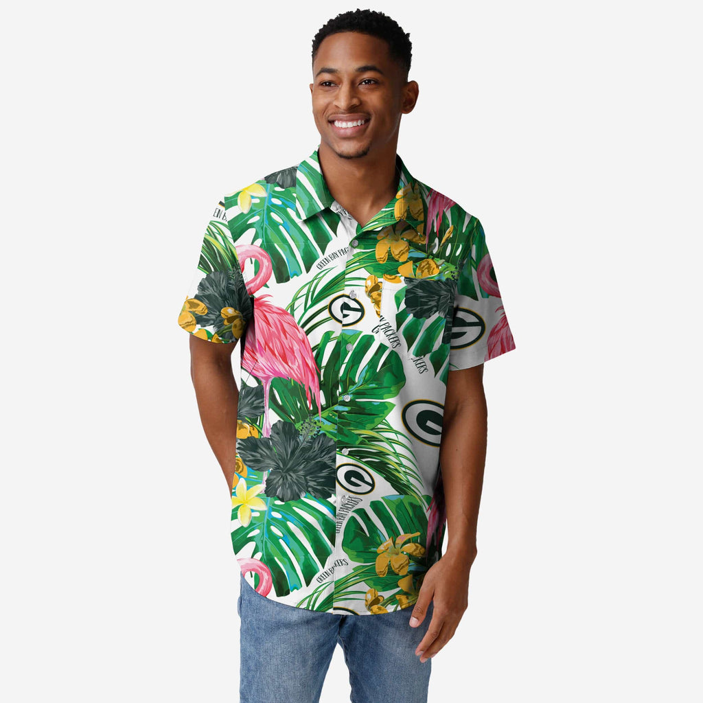 Green Bay Packers Flamingo Button Up Shirt FOCO S - FOCO.com