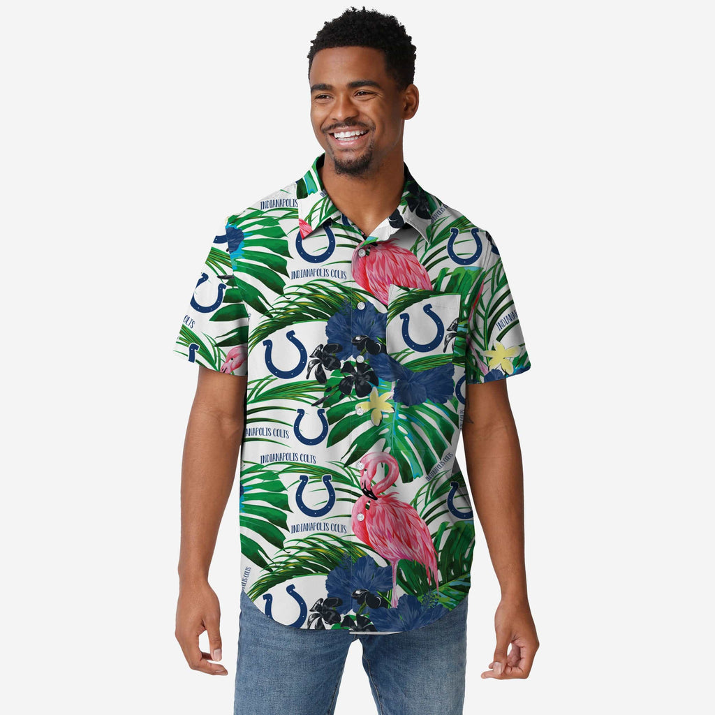 Indianapolis Colts Flamingo Button Up Shirt FOCO S - FOCO.com