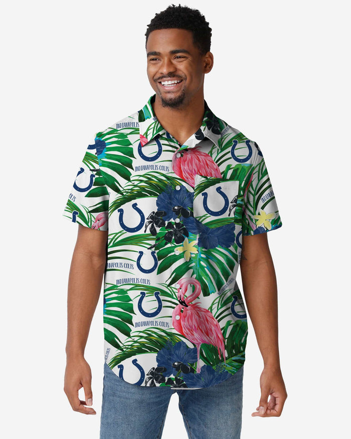 Indianapolis Colts Flamingo Button Up Shirt FOCO S - FOCO.com