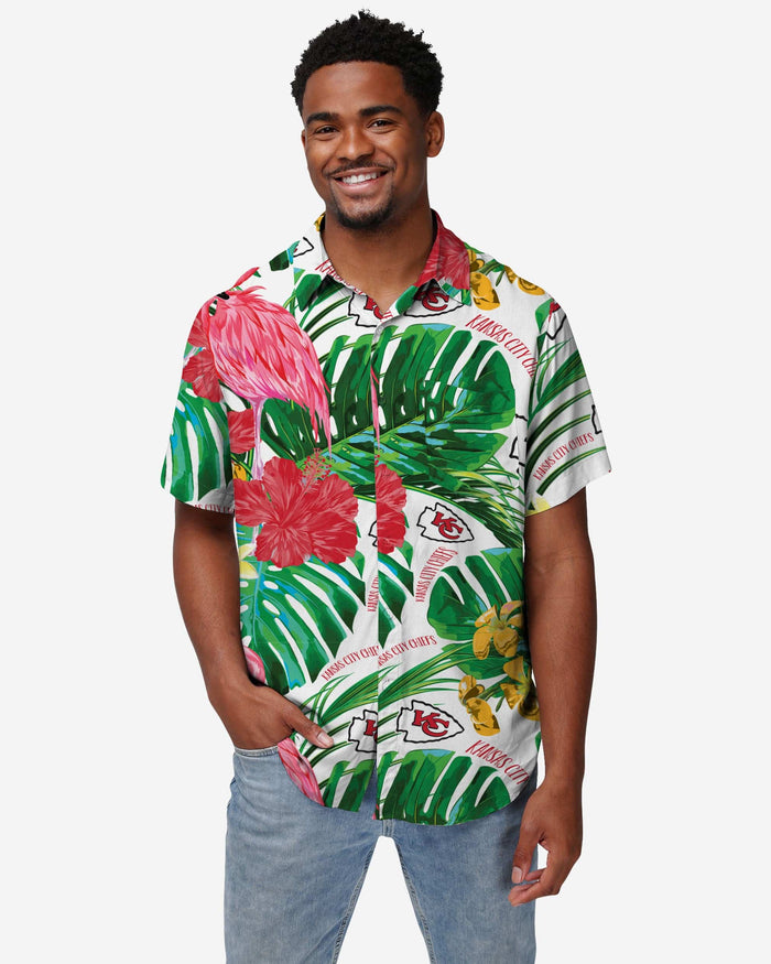 Kansas City Chiefs Flamingo Button Up Shirt FOCO S - FOCO.com