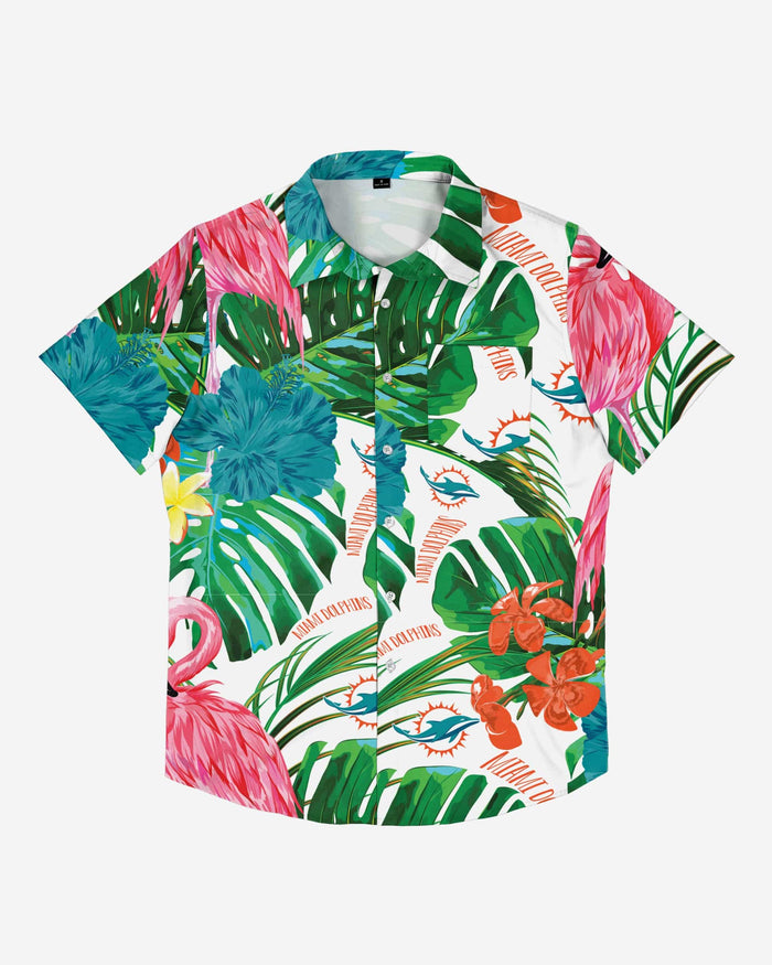 Miami Dolphins Flamingo Button Up Shirt FOCO - FOCO.com