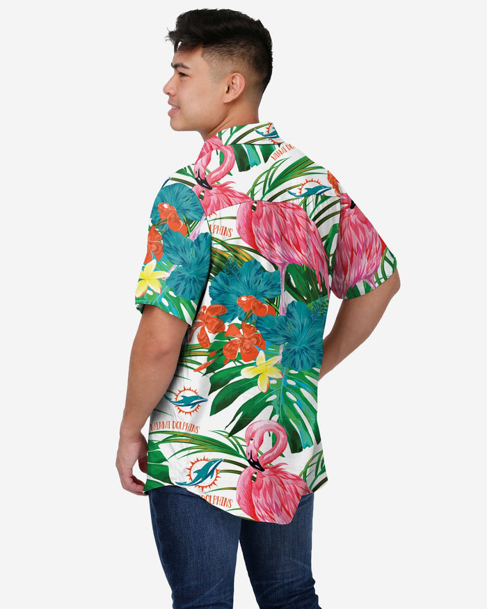 Miami Dolphins Flamingo Button Up Shirt FOCO - FOCO.com