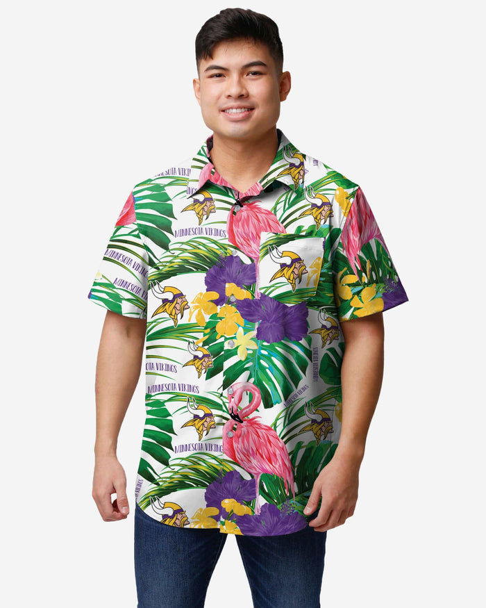 Minnesota Vikings Flamingo Button Up Shirt FOCO S - FOCO.com