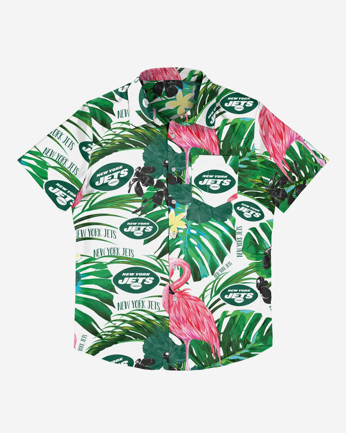 New York Jets Flamingo Button Up Shirt FOCO - FOCO.com