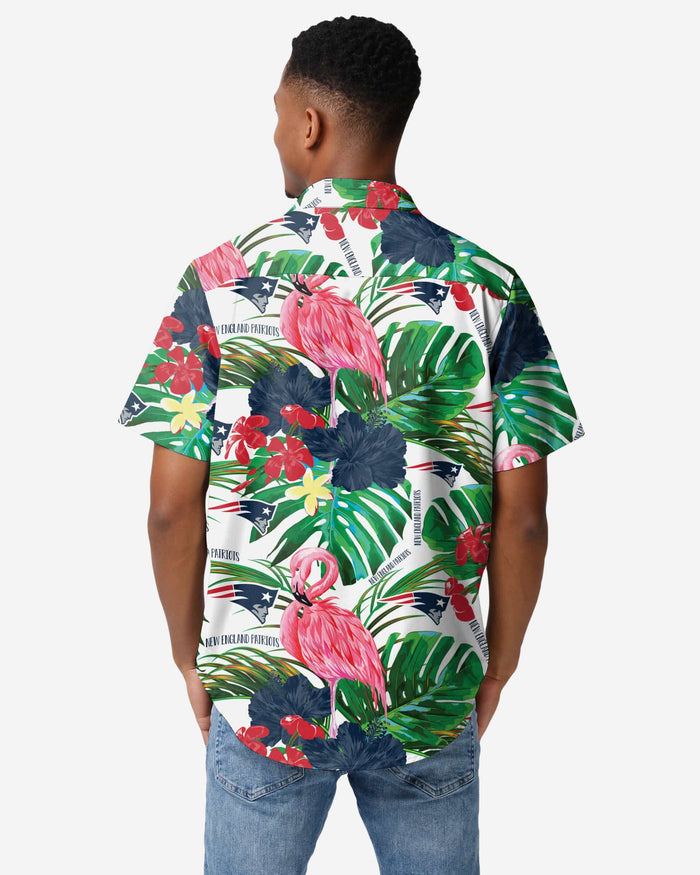 New England Patriots Flamingo Button Up Shirt FOCO - FOCO.com