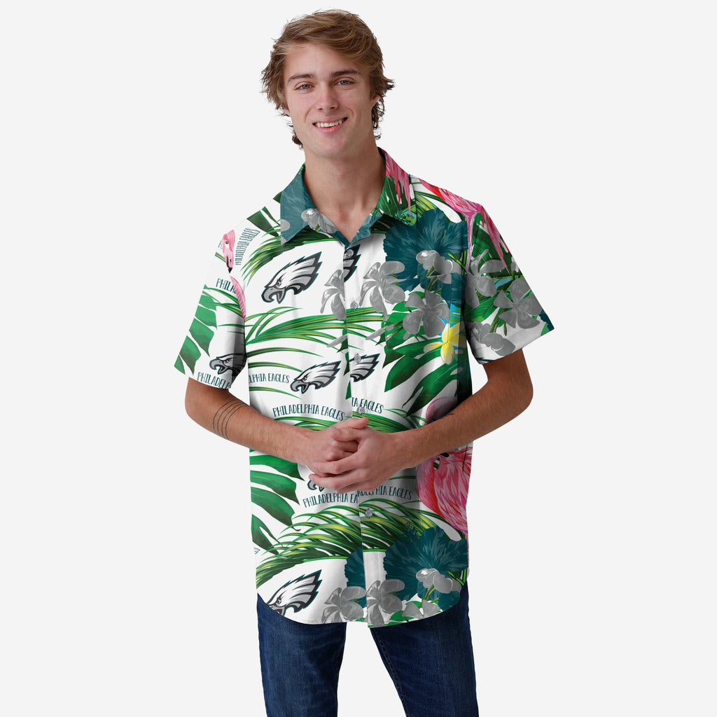 Philadelphia Eagles Flamingo Button Up Shirt FOCO S - FOCO.com