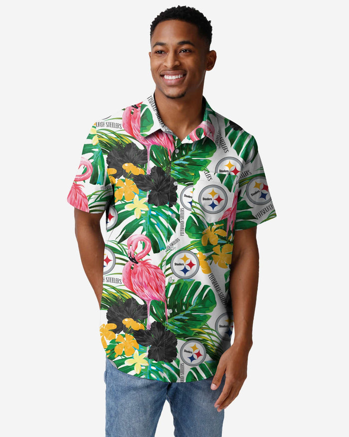 Pittsburgh Steelers Flamingo Button Up Shirt FOCO S - FOCO.com