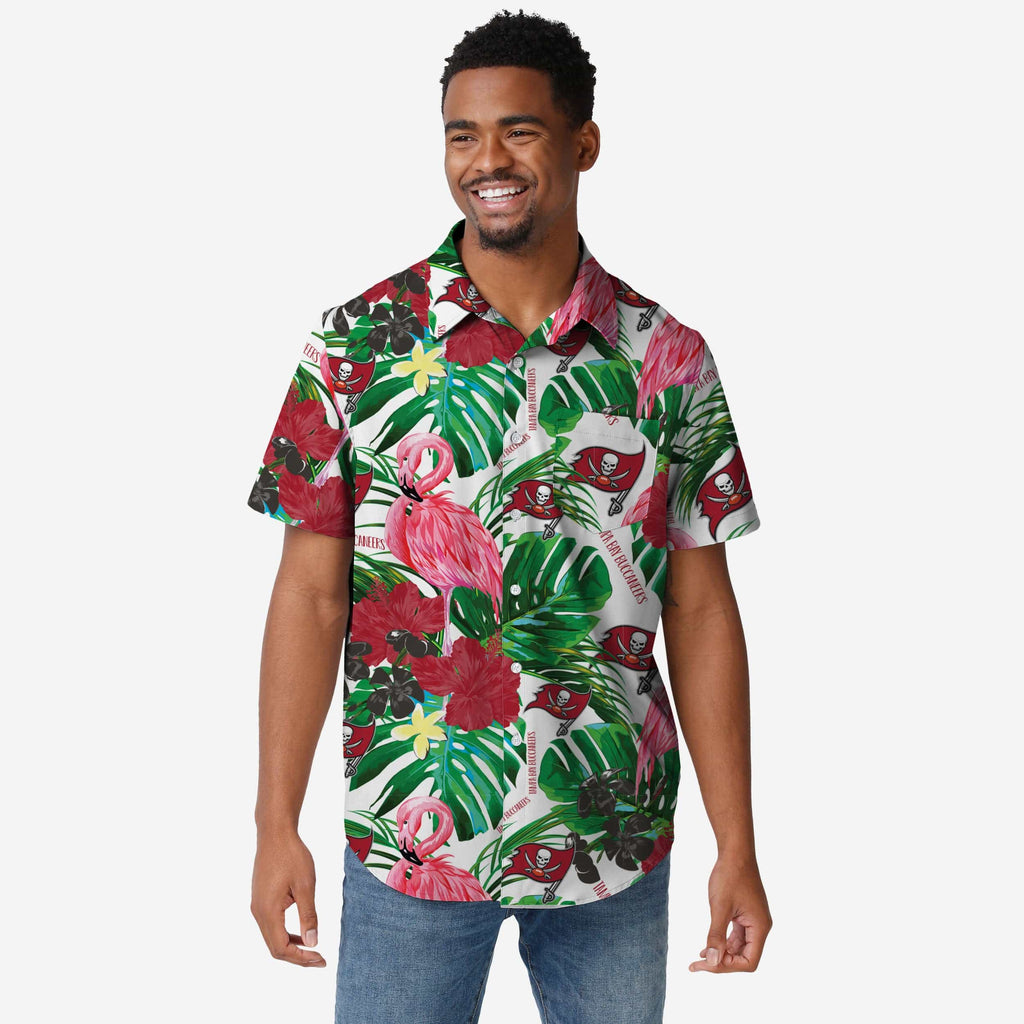 Tampa Bay Buccaneers Flamingo Button Up Shirt FOCO S - FOCO.com