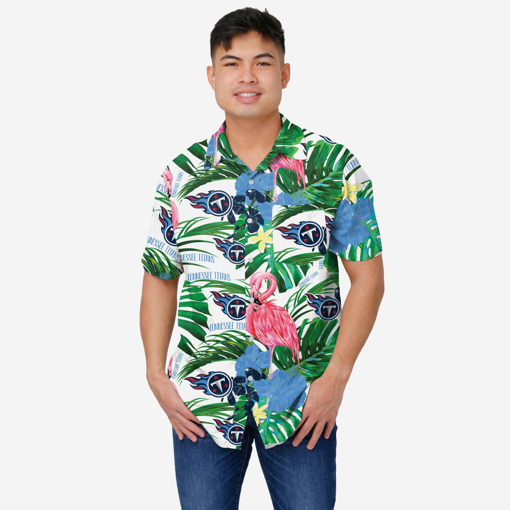 Tennessee Titans Flamingo Button Up Shirt FOCO S - FOCO.com