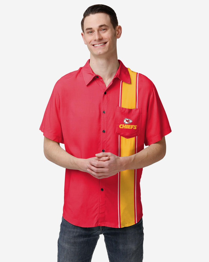 Kansas City Chiefs Bowling Stripe Button Up Shirt FOCO S - FOCO.com