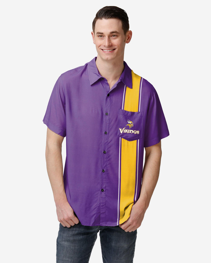 Minnesota Vikings Bowling Stripe Button Up Shirt FOCO S - FOCO.com