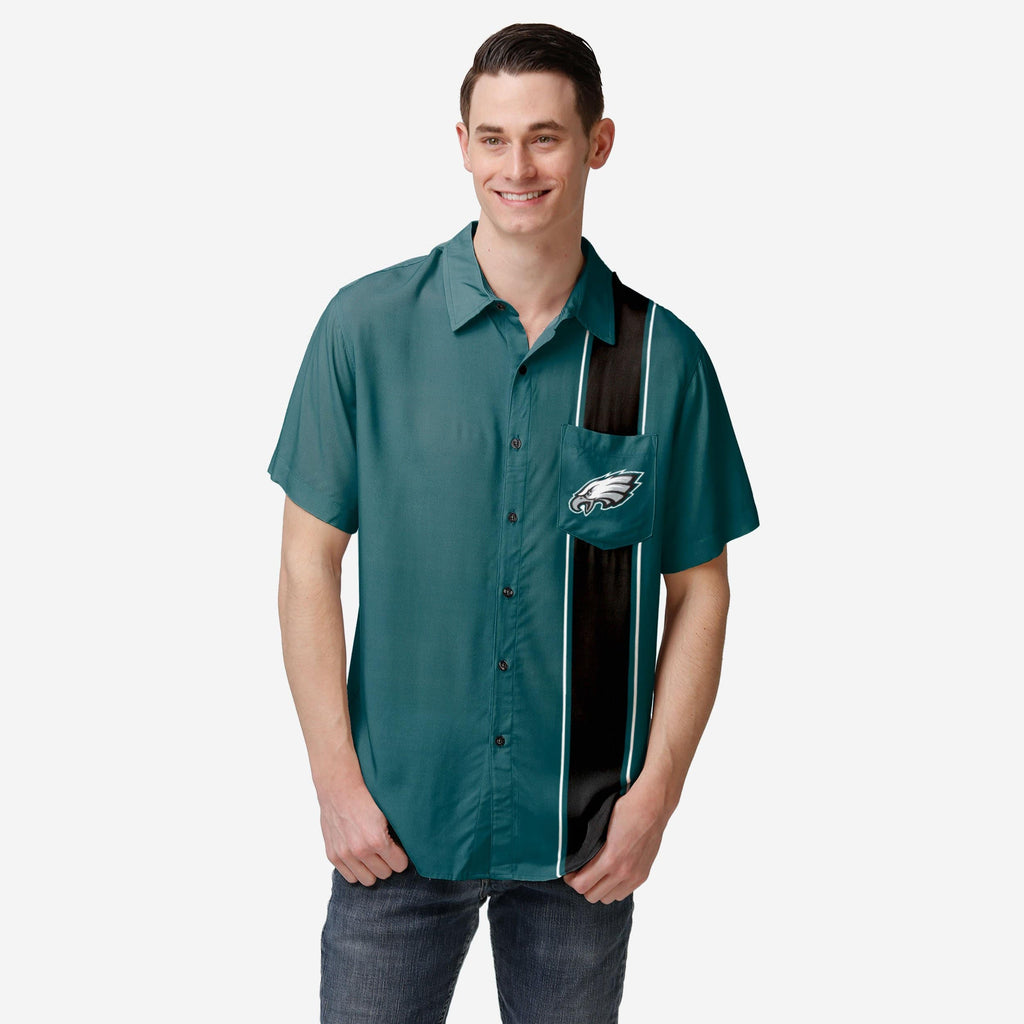 Philadelphia Eagles Bowling Stripe Button Up Shirt FOCO S - FOCO.com